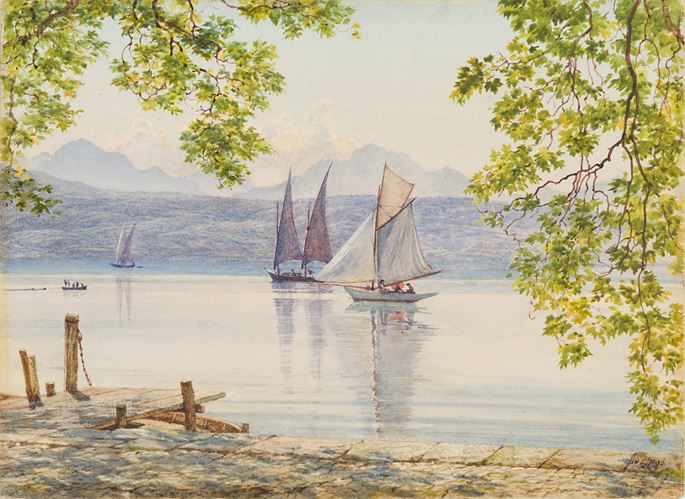 Edward John POYNTER - Sailboats on an Italian Lake | MasterArt